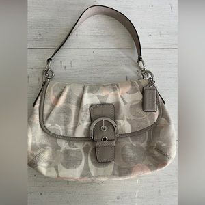 Coach Grey White Pink canvas Purse Bag A1275 F19238